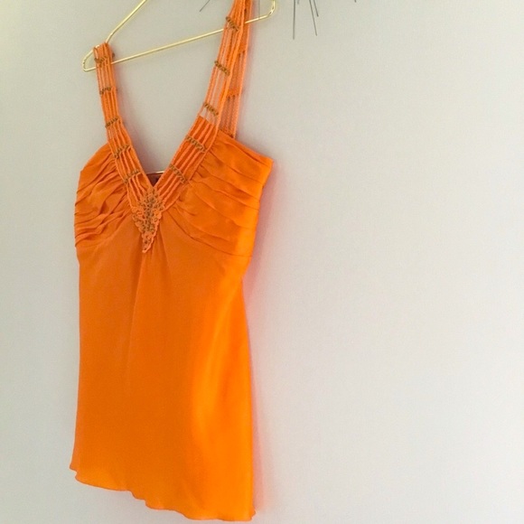 🧡Boston Proper Silk Wood Beaded Straps Women Top - Picture 3 of 10